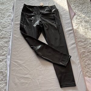 PINK Victoria's Secret Black Shiny Leggings